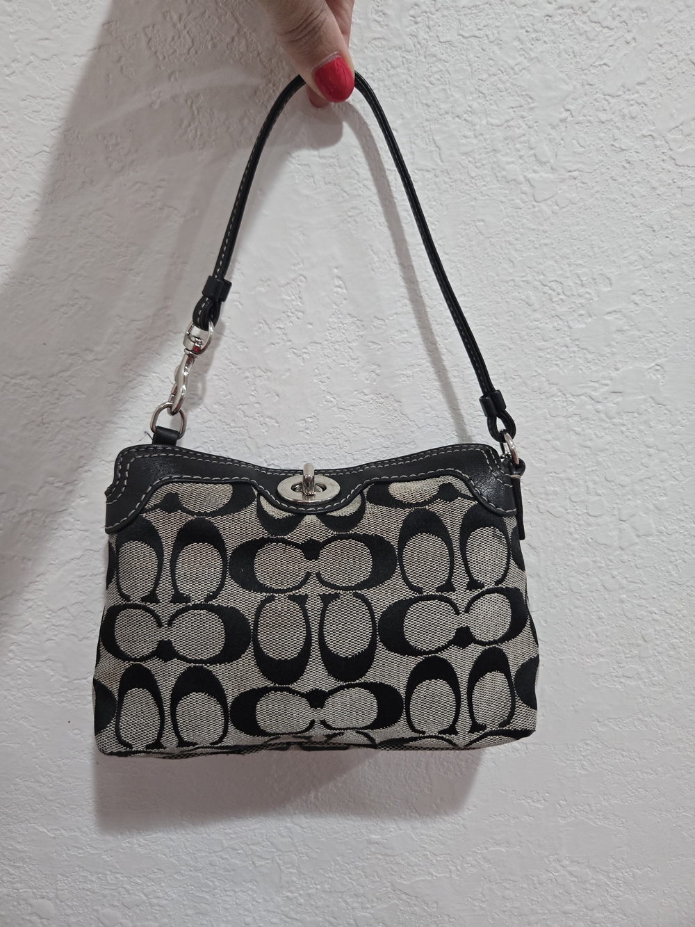 Y2K Coach Signature Canvas Turnlock Wristlet